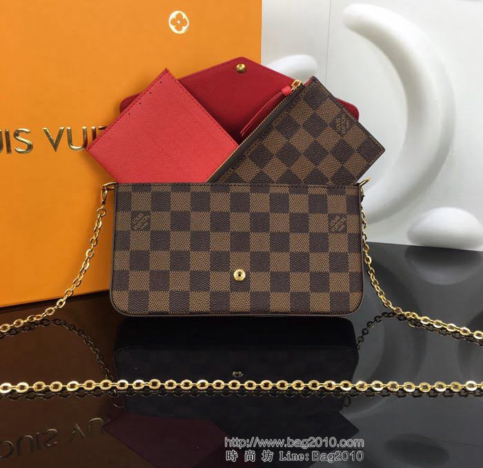 路易威登LV 頂級原單 N63032 Pochette Felicie小型手袋 鏈條斜挎包 肩背袋 手拿包 錢夾  YDH2543